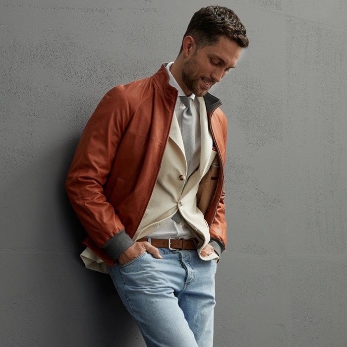 ブルネロクチネリメンズレザージャケットc1525