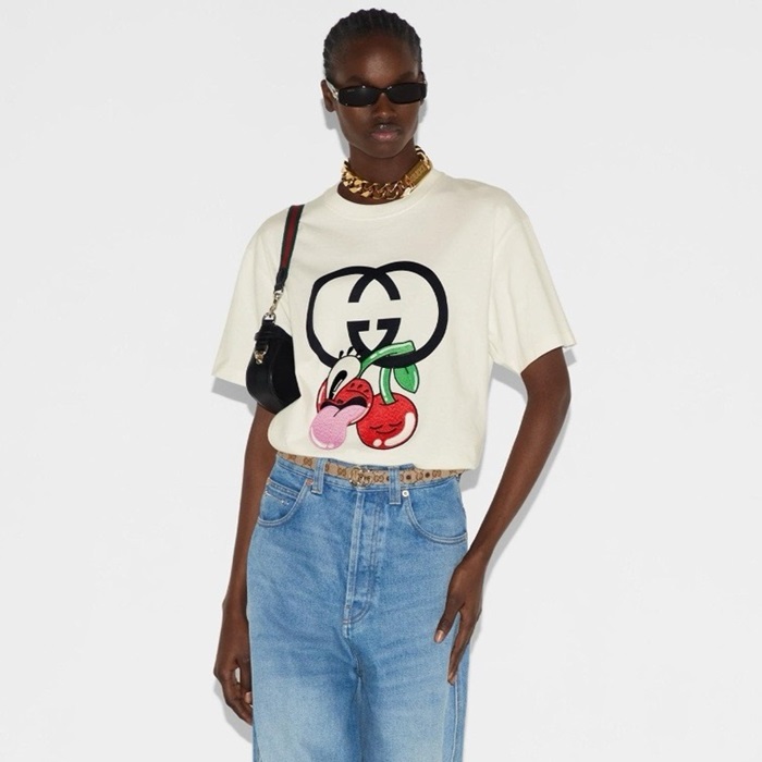 グッチレディースラウンド半袖Tシャツc1664