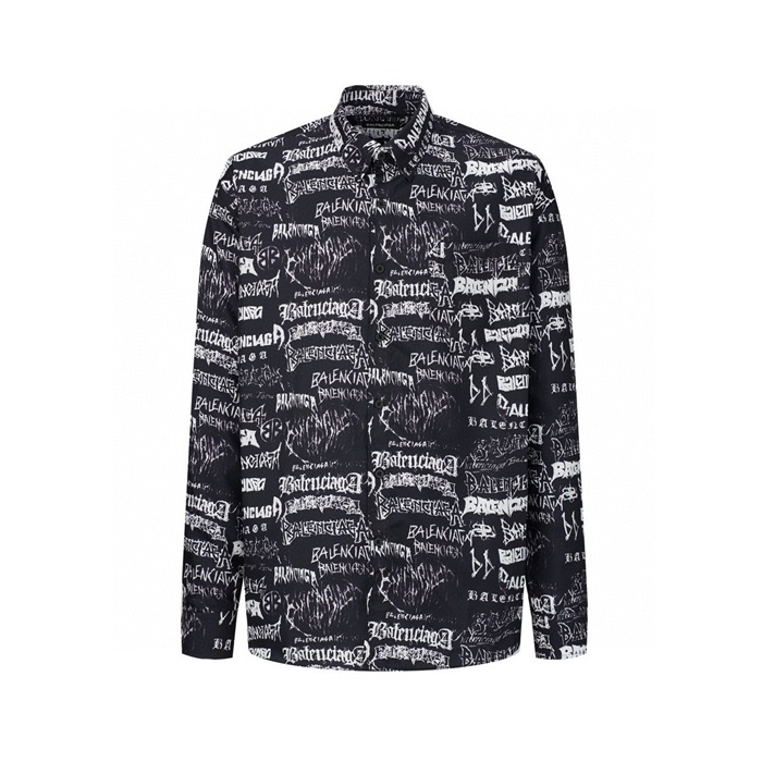 バレンシアガメンズブラックシャツドレスシャツc1817