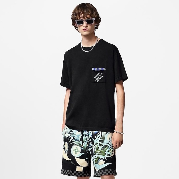 ルイヴィトンメンズラウンド半袖Tシャツc1858