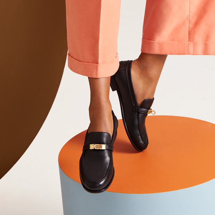 エルメスメンズブラックスタンローファーs1361