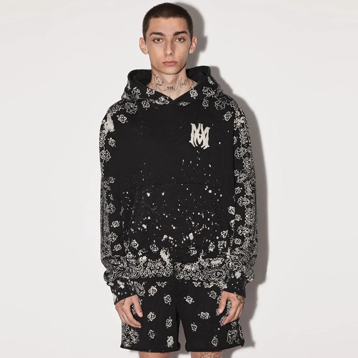 アミリメンズブラックフーディc1895