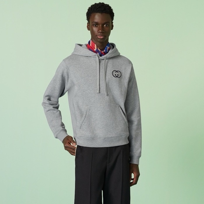 グッチメンズグレーフーディc2043