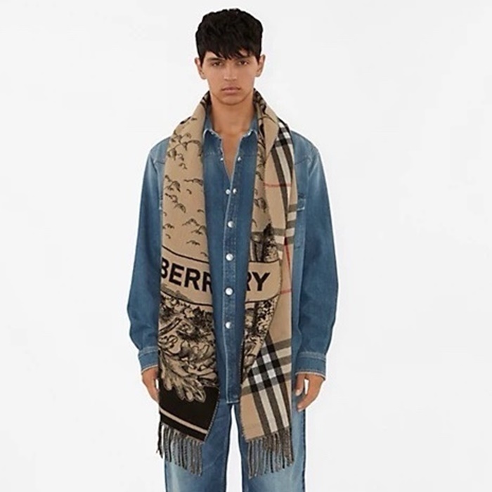 バーバリーユニセックス両面マフラーc2345