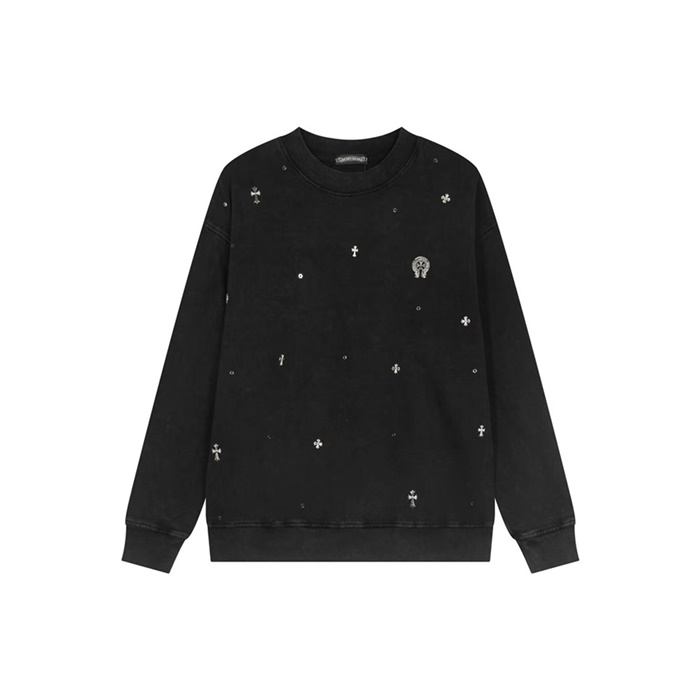 クロムハーツメンズブラックスウェットシャツc2076