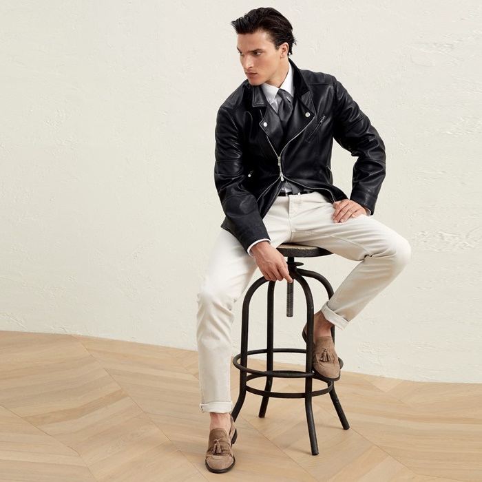 ブルネロクチネリメンズレザージャケットc2180