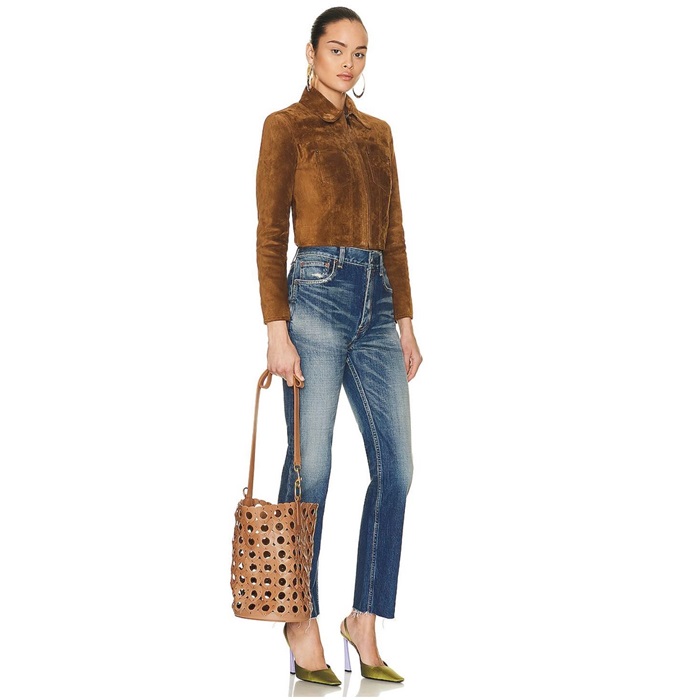 サンローランレディースハートプリントバケットバッグベジタブルレザーb2472