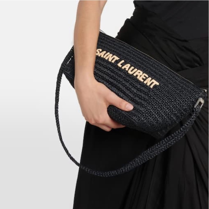 サンローランユニセックスラフィアクロスバッグb2534