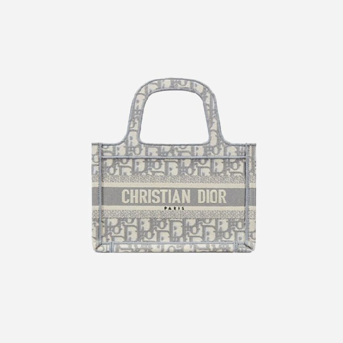 ディオールレディースグレーオブリークブックトートバッグミニi2579