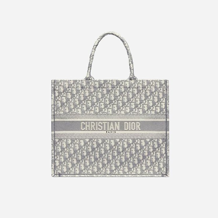 ディオールレディースグレーオブリークエンブロイダードブックトートバッグラージi2584