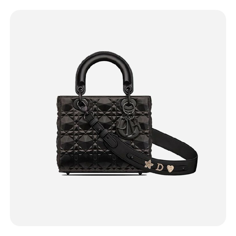ディオールレディースブラックダイヤモンドカナージュレディバッグスモールi2599