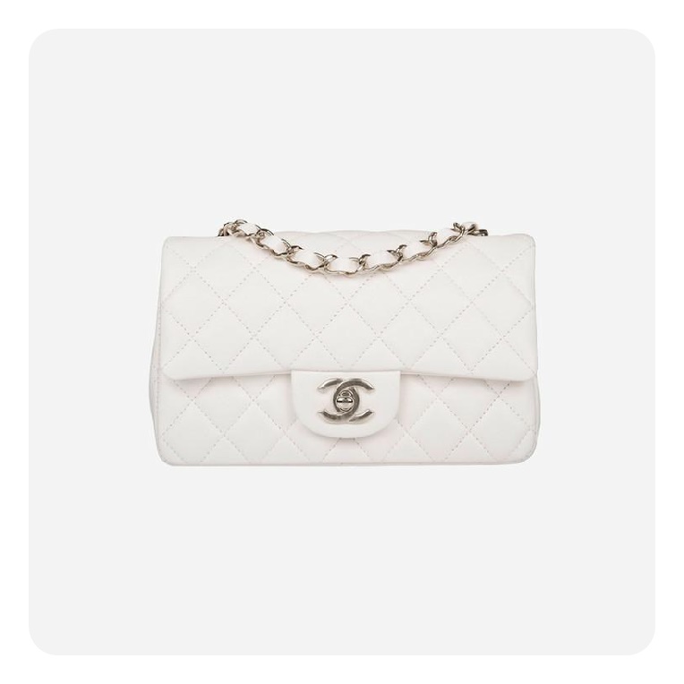 シャネルミニフリップバッグホワイトシルバーh2648