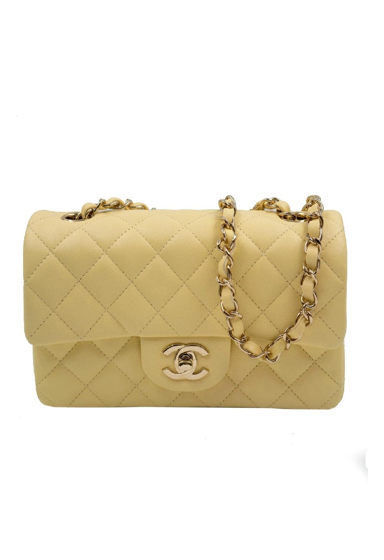 シャネルクラシックカーフィアスモールイエローゴールドh2650