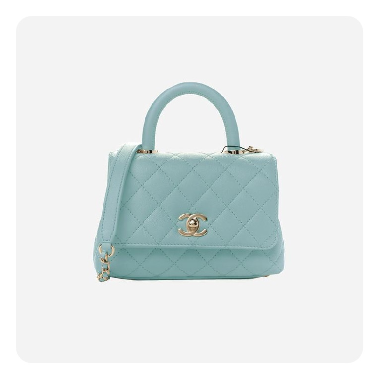 シャネルココハンドルミニミントゴールドh2692