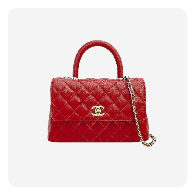 シャネルココハンドルスモールレッドゴールドh2695