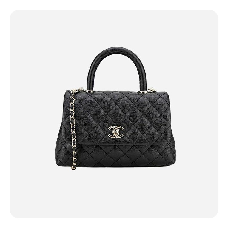 シャネルココハンドルスモールブラックゴールドh2696