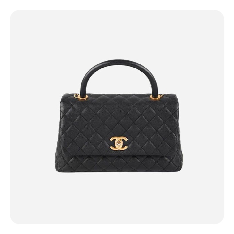 シャネルココハンドルミディアムブラックゴールドh2699