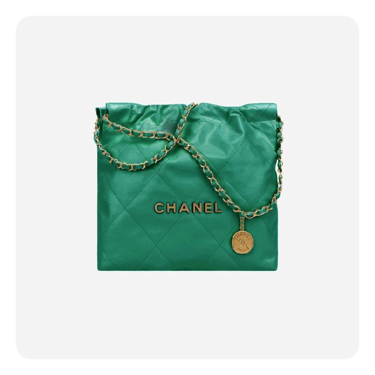 シャネル22バッグスモールグリーンゴールド22h2715