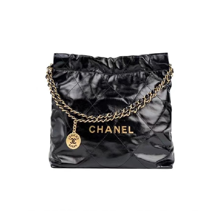 シャネル22バッグミディアムブラックゴールド22h2726