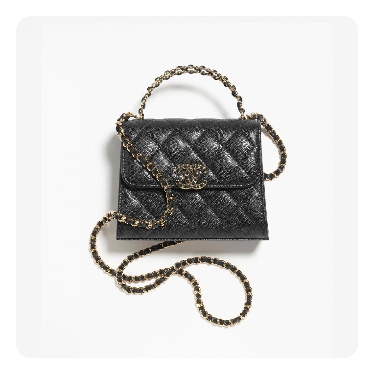 シャネル23ケリーブラックミニグレインドシャイニーカーフスキンP323723h2728