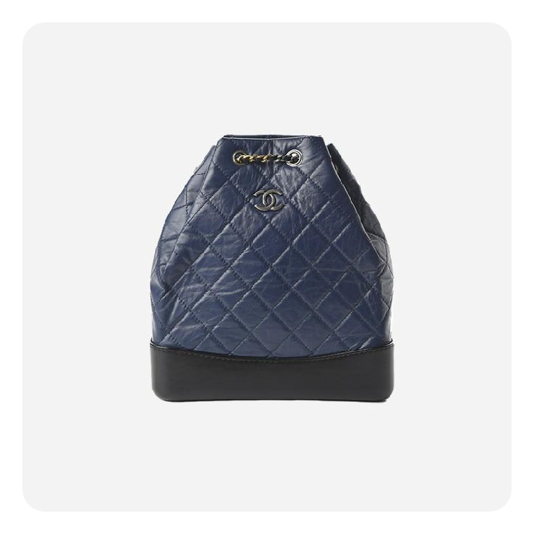 シャネルガブリエルカーフスキンスモールホワイトヴィンテージシルバーh2741