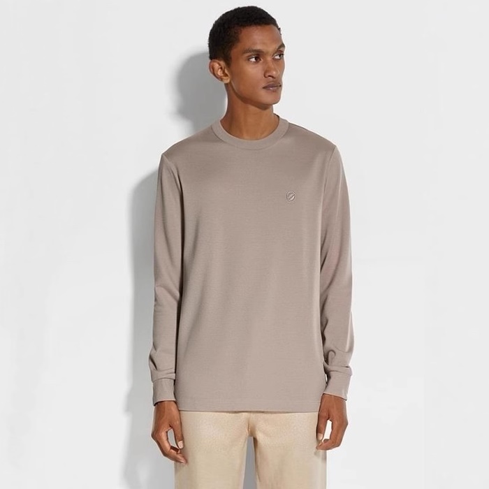 エルメネジルドゼニアメンズラウンド長袖Tシャツc2396