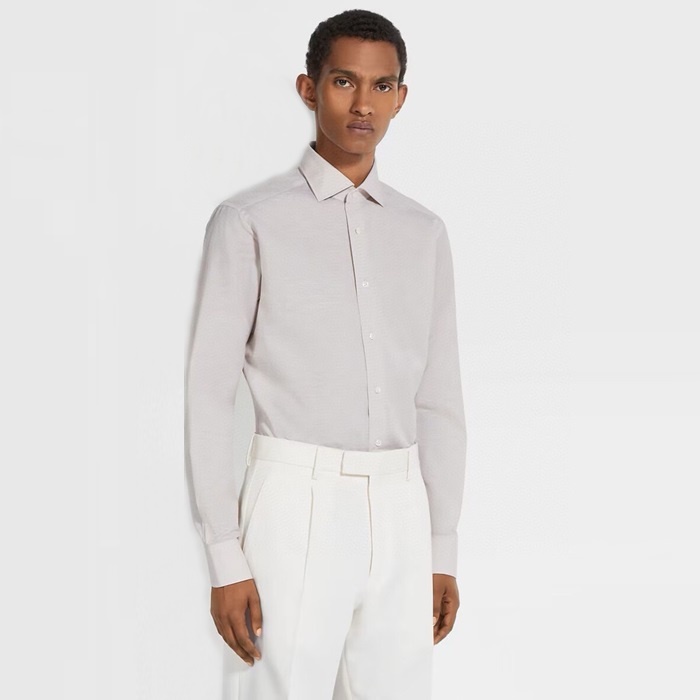 エルメネジルドゼニアメンズリネンシャツドレスシャツc2545