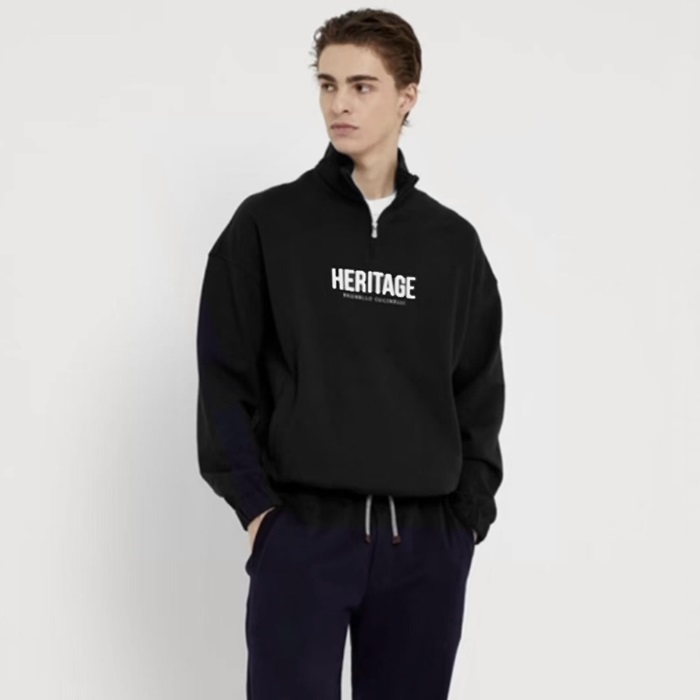 ブルネロクチネリメンズジップアップスウェットシャツ-u2715