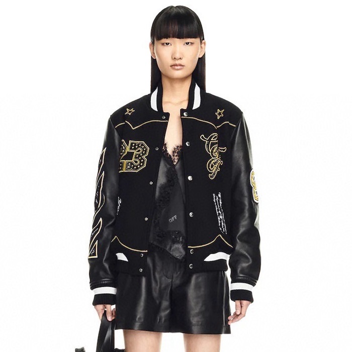 オフホワイトレディースボンバージャケットc3087