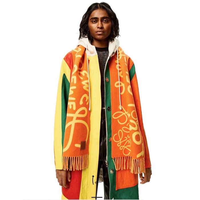 ロエベユニセックス両面マフラー-c2361