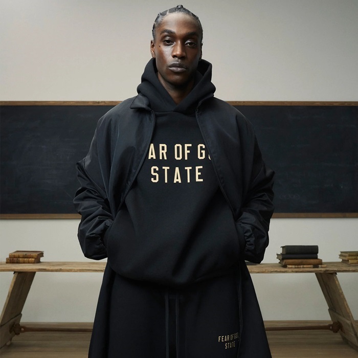 フィアオブゴッドメンズブラックフーディc3319