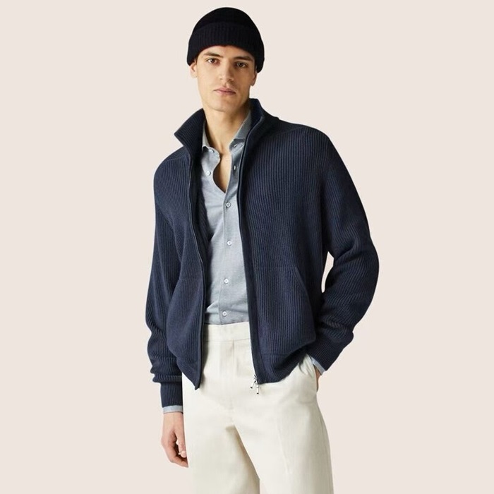 ロロピアーナメンズジップアップセーター-c3705