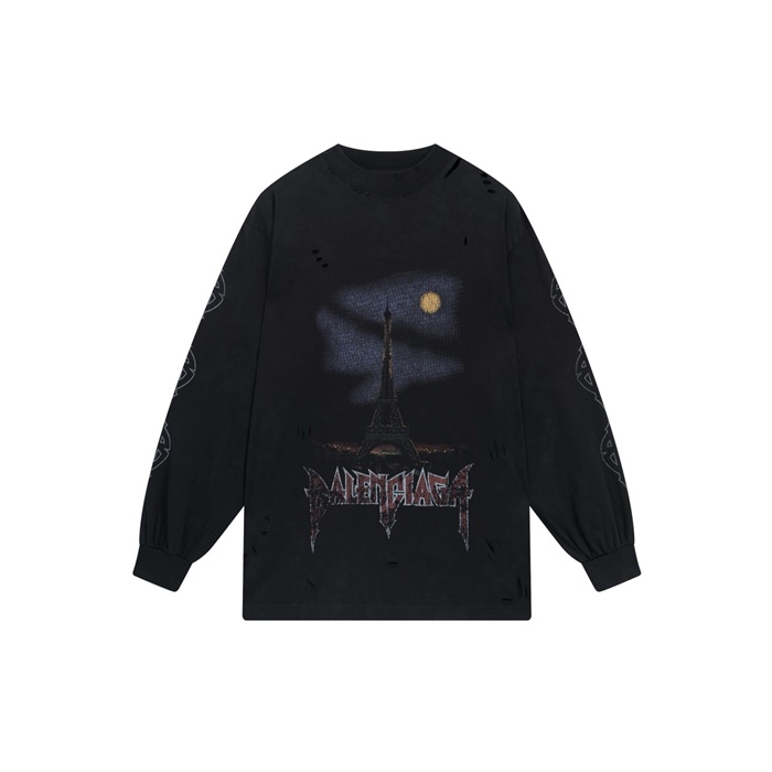 バレンシアガメンズラウンド長袖Tシャツc3761