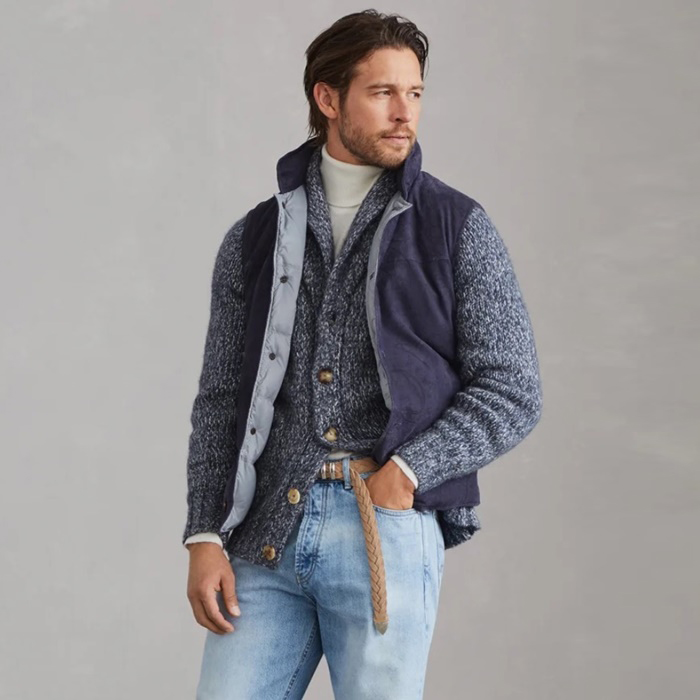 ブルネロクチネリメンズネックカーディガンc4153