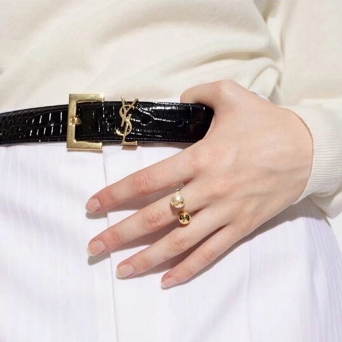 サンローランレディースブラックベルトl125