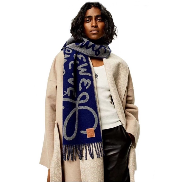 ロエベユニセックス両面マフラー-c2659