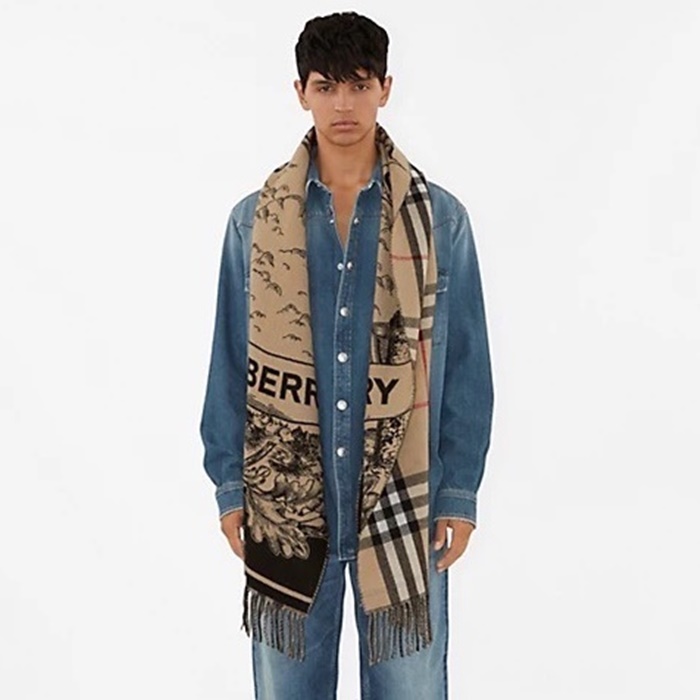 バーバリーユニセックス両面マフラーc2981