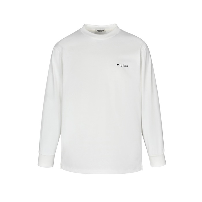 ミュウミュウユニセックスラウンド長袖Tシャツc4830