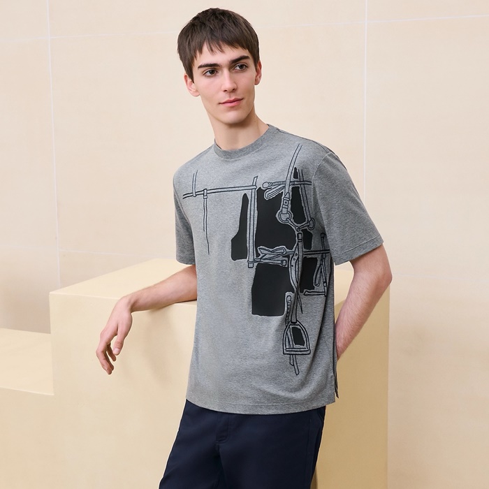 エルメスメンズラウンド半袖Tシャツc4834