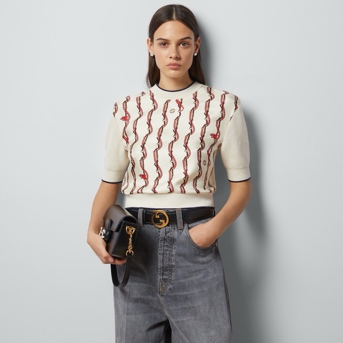 グッチレディースラウンド半袖Tシャツc4844