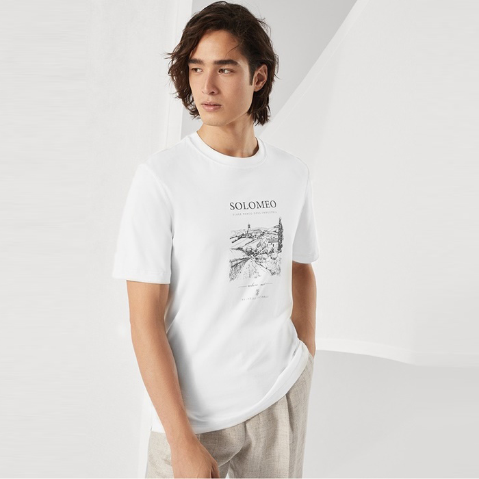 ブルネロクチネリメンズラウンドシャツc5037