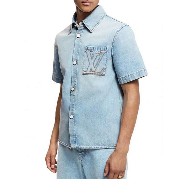 ルイヴィトンメンズデニム半袖Tシャツc5051