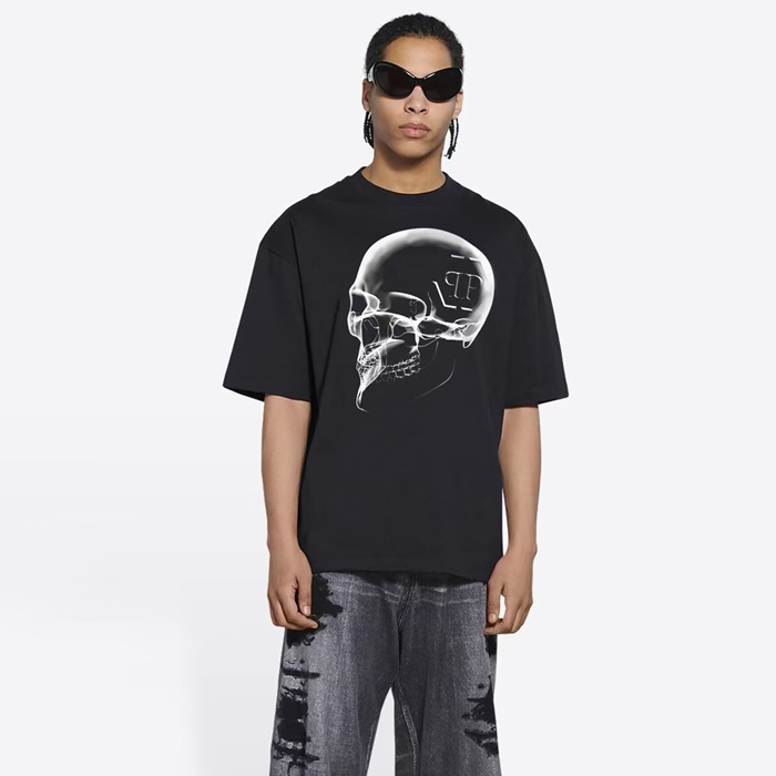 フィリッププレインメンズラウンド半袖Tシャツ-c5074