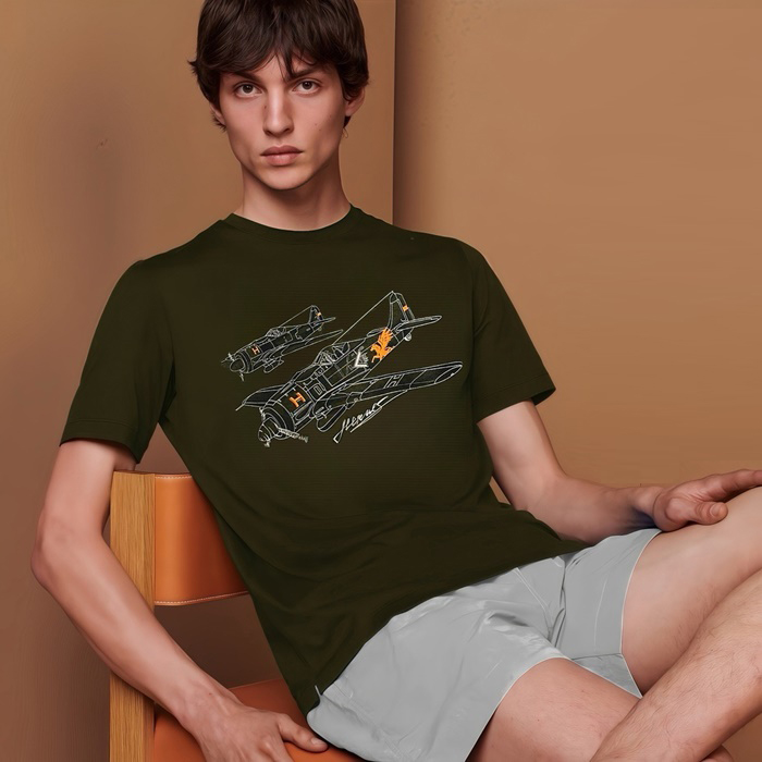 エルメスメンズラウンド半袖Tシャツc5090