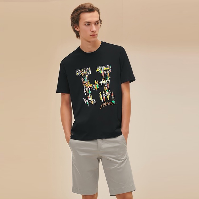 エルメスメンズラウンド半袖Tシャツc5101