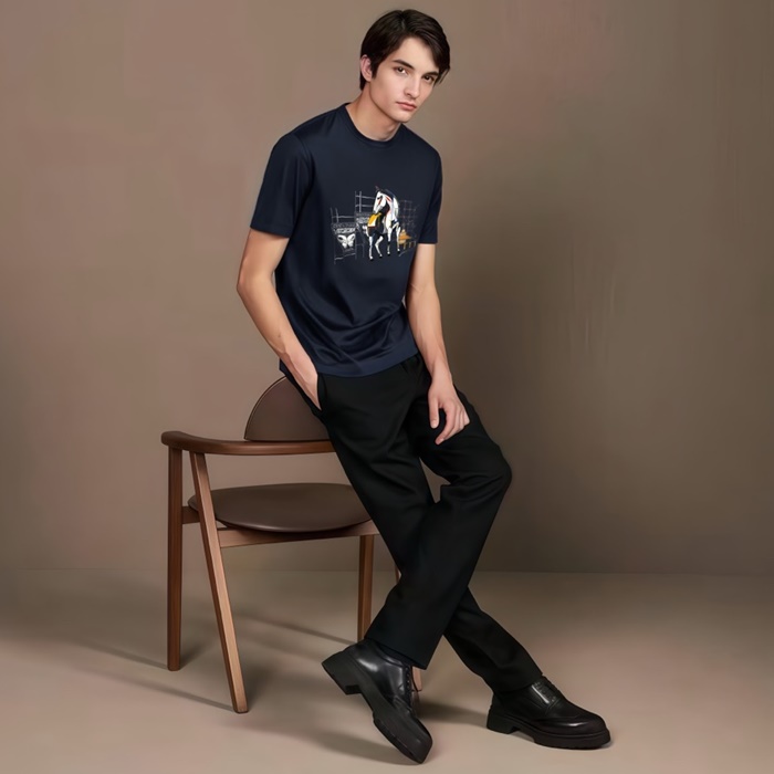 エルメスメンズラウンド半袖Tシャツc5212