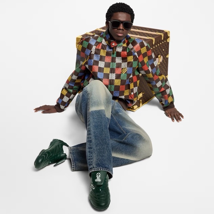 ルイヴィトンユニセックスフットプリントサッカースニーカーs4057