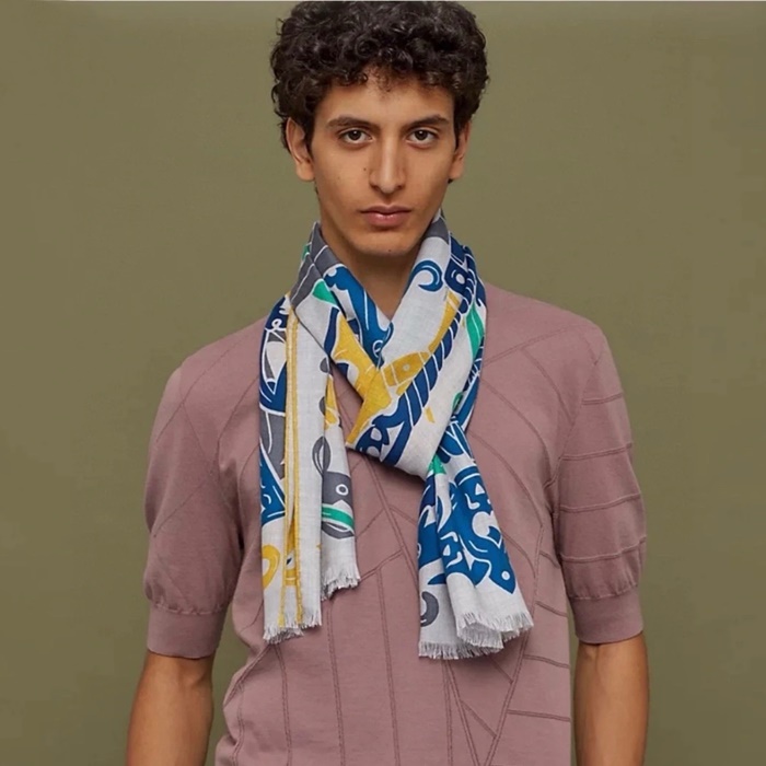 エルメスメンズシルクマフラーc4202