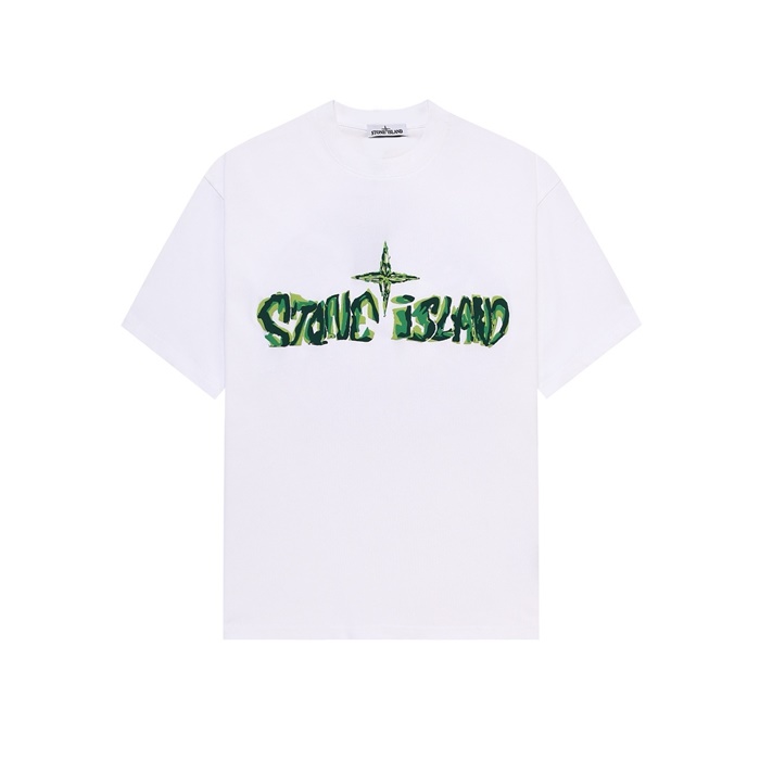 ストーンアイランドメンズホワイト半袖Tシャツc5611