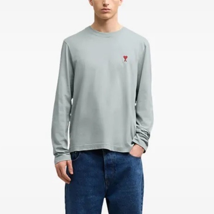 アミユニセックスクルーネック長袖Tシャツc5704